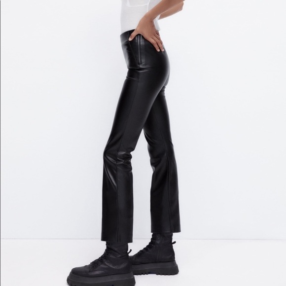 ZARA MINI FLARED FAUX LEATHER LEGGINGS - Picture 9 of 13